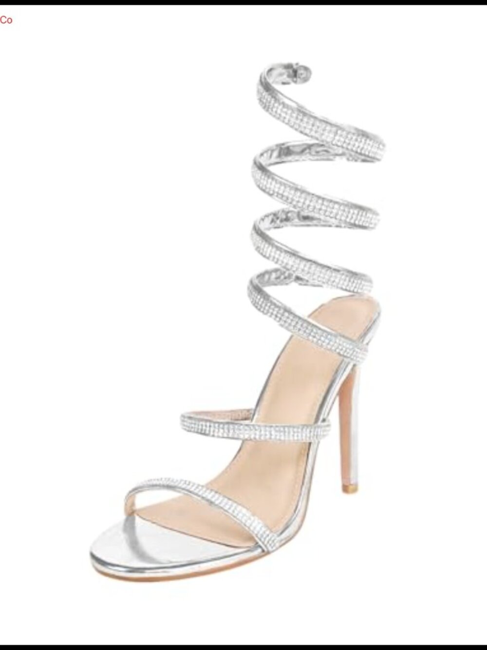 Rhinestone Sparkly Heeled Sandals Ankle Wrap Faux Leather Evening Party